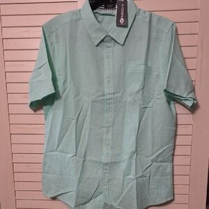 Men's Casual Short Sleeve Button-Down Shirt - Mint